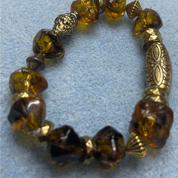 Gold and Brown Beaded Bracelet Jewelry - Picture 2 of 2